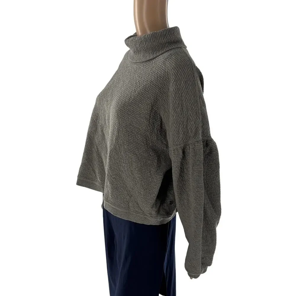 Lululemon Gray Sage Green Peaceful Moments Striped High Neck Pullover